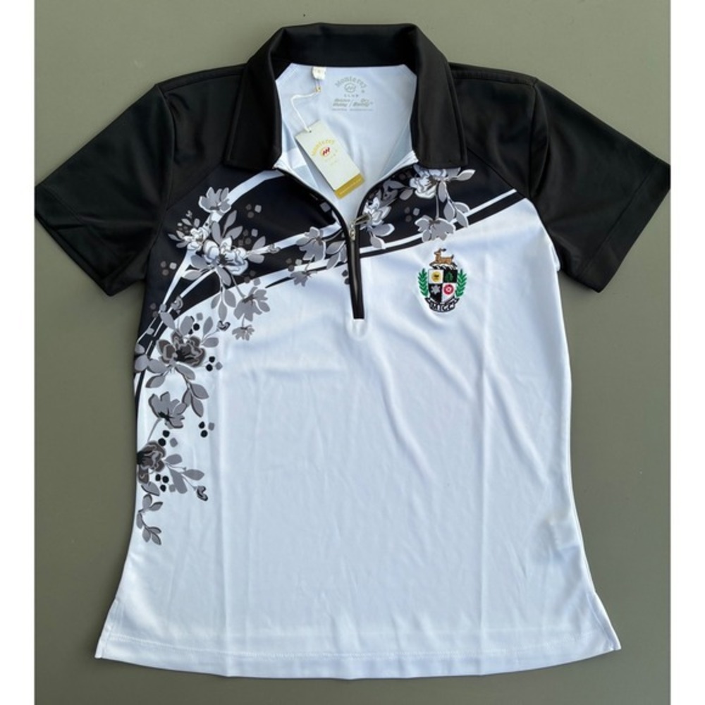 Monterey Club Women White Black Floral Golf Polo Shirt Dry Swing S NWT